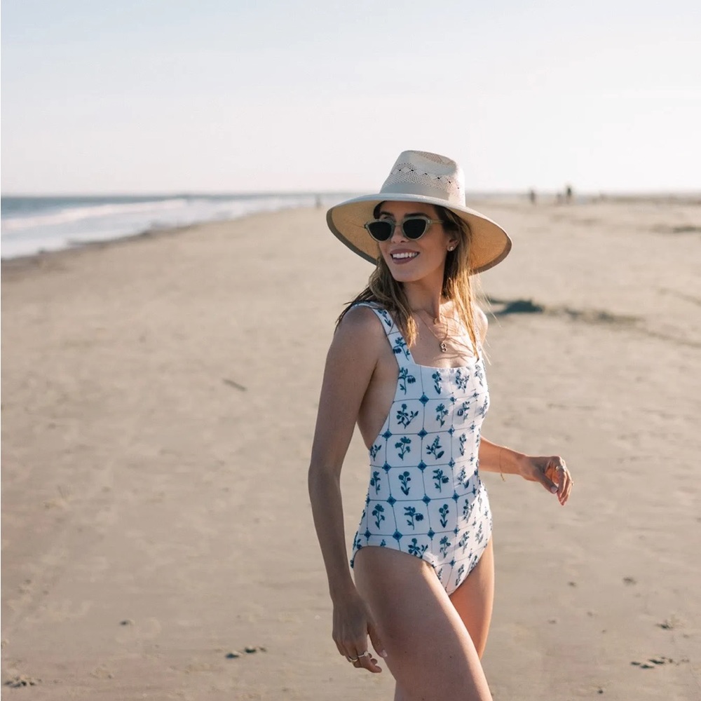 Blue & white one-piece swimsuit—never been worn!